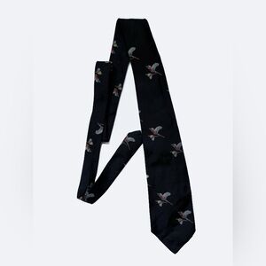 Polo by Ralph Lauren Ring-Neck Pheasant Tie Necktie Vintage Black 100% Silk USA